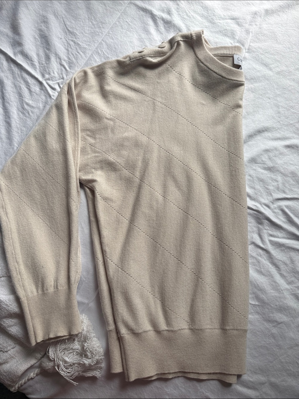 Lightweight Cream Crewneck Sweater